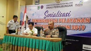 Satlantas Polres Malang Gelar Sosialisasi Peningkatan Pelayanan Angkutan  Bersama Dishub