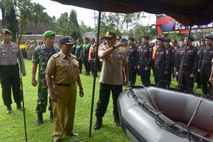 Polres Blitar Bersama Pemkab Blitar Gelar Apel Tanggap Bencana