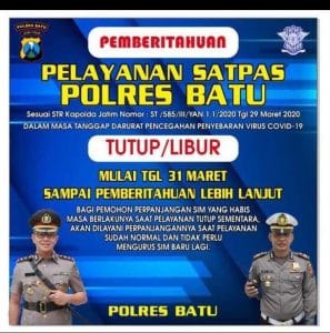 Kantor Satpas SIM Polres Batu Tutup, Sampai Waktu yang Ditentukan