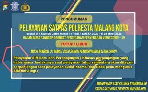 Kantor Satpas SIM Kota Malang Tutup, Antisipasi Penyebaran Covid-19
