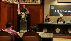 Danrem 083/Bdj Rapat Evaluasi Percepatan Penanganan Covid-19 Bersama  Forkopimda Malang Raya
