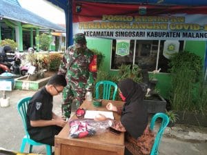 Cegah Covid-19, Koramil 0818/26 Singosari Intensifkan Operasi Masker