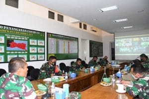 Danrem 083/Bdj Pimpin Vicon Penanganan Covid-19 Bersama Dandim Jajaran