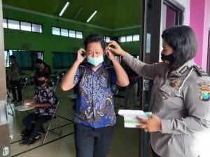 Satlantas Polres Malang Sosialisasikan Etika Berlalu lintas dan Prokes Covid-19 Dikalangan Pelajar