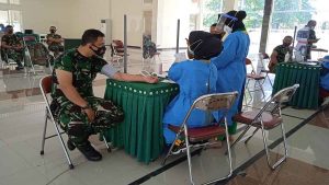 Lanjutan Vaksinasi Covid-19, Ratusan Prajurit Kodim 0818 Divaksin Tahap II