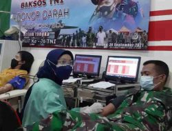 Sambut HUT TNI ke-76, Korem 083/Bdj bersama PMI Kota Malang Gelar Baksos Donor Darah untuk Rakyat
