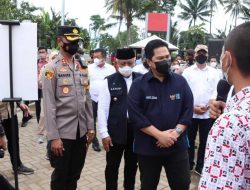 Kapolres Malang Dampingi Mentri BUMN Tinjau Kandang Komunal Digital di Desa Panggungrejo