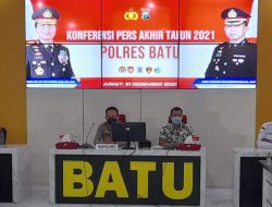 Press Release Akhir Tahun 2021 Polres Batu, Lima Kasus Atensi Mengalami Penurunan
