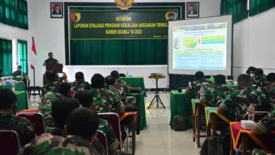 Korem 083/Bdj Gelar Sosialisasi dan Evaluasi Progjagar TA 2022