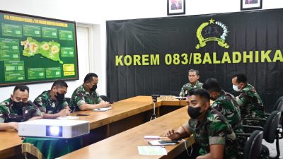 Danrem 083/Bdj Rakor Virtual Bersama Pangdam V/Brw Tentang Kesiapsiagaan Mudik Lebaran