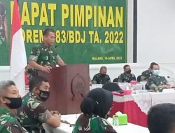 Danrem 083/Bdj Pimpin Rapim TA 2022 Secara Virtual