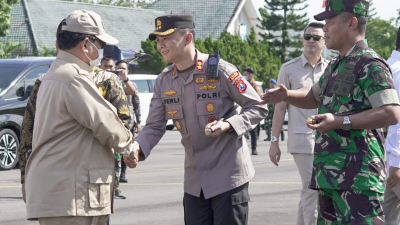 Kapolres Malang Sambut Kedatangan Menhan RI Prabowo Sebelum ke UB Malang