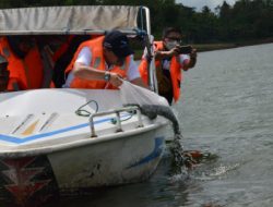 Korem 083/Bdj Bersama Perum Jasa Tirta I Lepas Ribuan Ikan Nila di Bendungan Karangkates