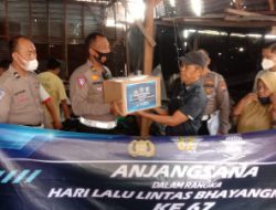 Polantas Malang Kota Sambangi Bripda (Purn) Seladi Sambil Beri Paket Sembako