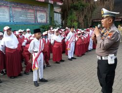 Satlantas Polresta Malang Kota Gelar Sosialisasi Tata Tertib Berlalu lintas ke Siswa SD Tanjungrejo 5