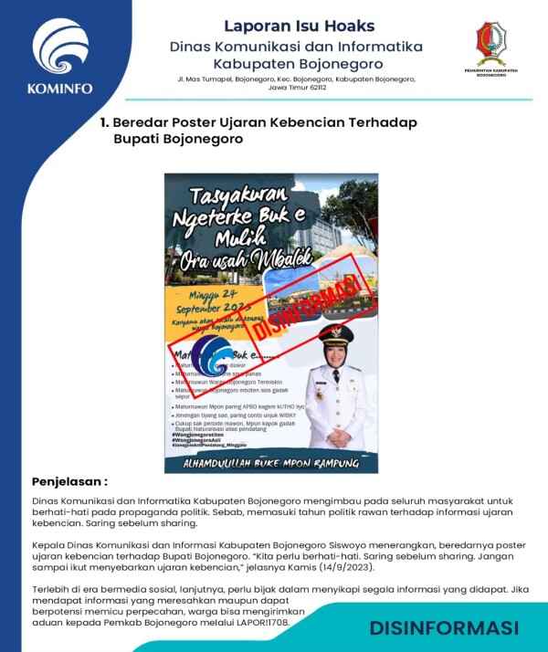 Beredar Poster Ujaran Kebencian Terhadap Bupati Bojonegoro_11zon