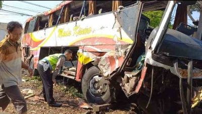 Hindari Orang Gila, Bus Madus Kismo Tabrak Pohon, 2 Orang Meniggal Dunia
