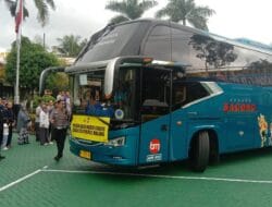 Bus Bagong Ikut Dukung Program Balik Mudik Gratis Polres Malang
