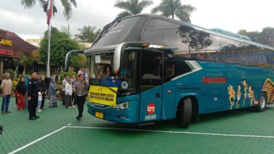 Bus Bagong Ikut Dukung Program Balik Mudik Gratis Polres Malang