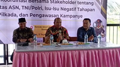 FT. Rapat koordinasi bersama stakeholder tentang netralitas ASN, TNI/Polri, isu-isu negatif tahapan Pilkada dan pengawasan kampanye. (MemoX/nif)
