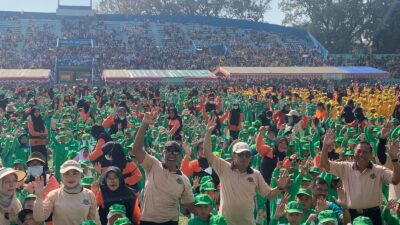 Ft: Gelaran Gebyar Kreasi Anak dan Guru TK Kota Malang 2024, untuk memperingati Hari Anak Nasional 2024 di Stadion Gajayana, Kota Malang, Jawa Timur.