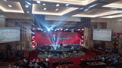 FT. Ketua KPU Kabupaten Malang Abdul Fatah saat sambutan. (MemoX/nif).