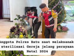 Polres Batu Lakukan Sterilisasi Gereja Jelang Natal 2024
