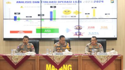 RILIS: Wakapolres Malang Kompol Imam saat rilis hasil giat Operasi Lilin Semeru 2024