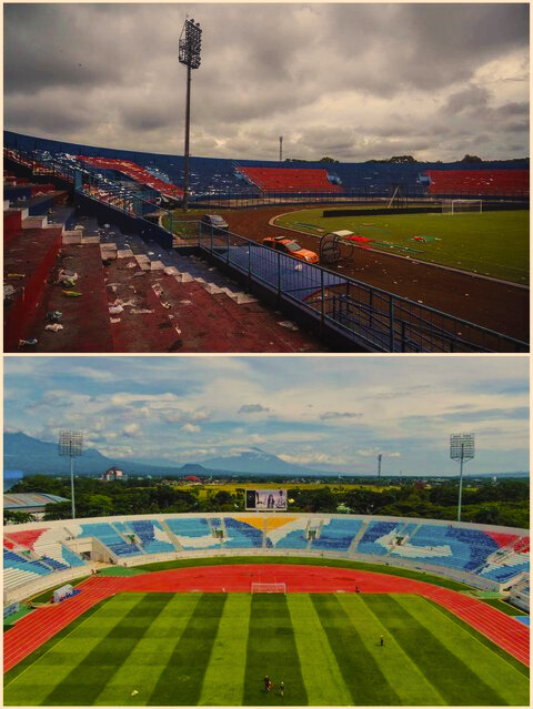 Ft: Stadion kanjuruhan dulu dan sekarang (ist.)