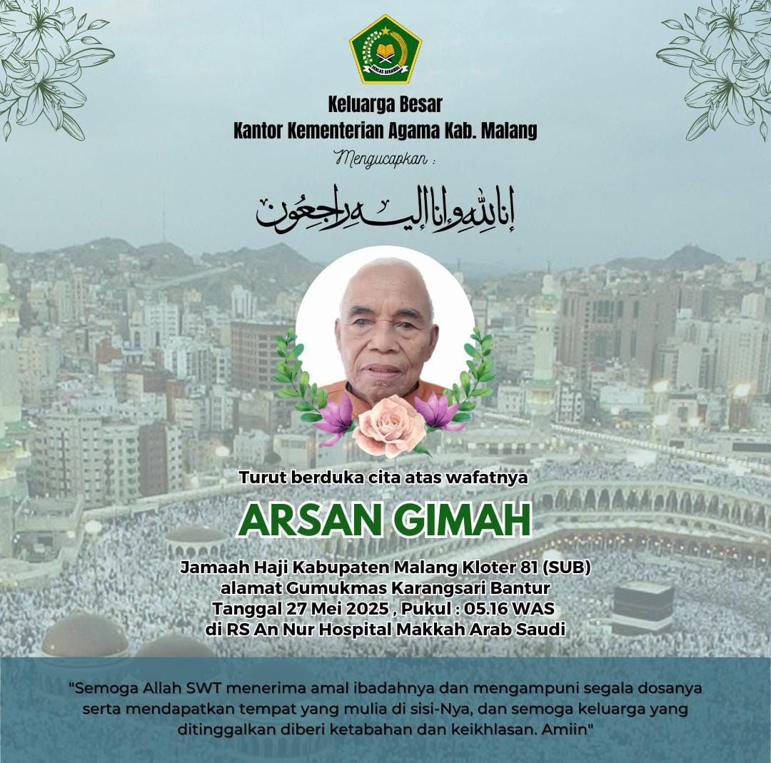 Ft : Pamflet jamaah haji asal Kabupaten Malang yang meninggal dunia di Tanah Suci Makkah. (MemoX/istimewa).