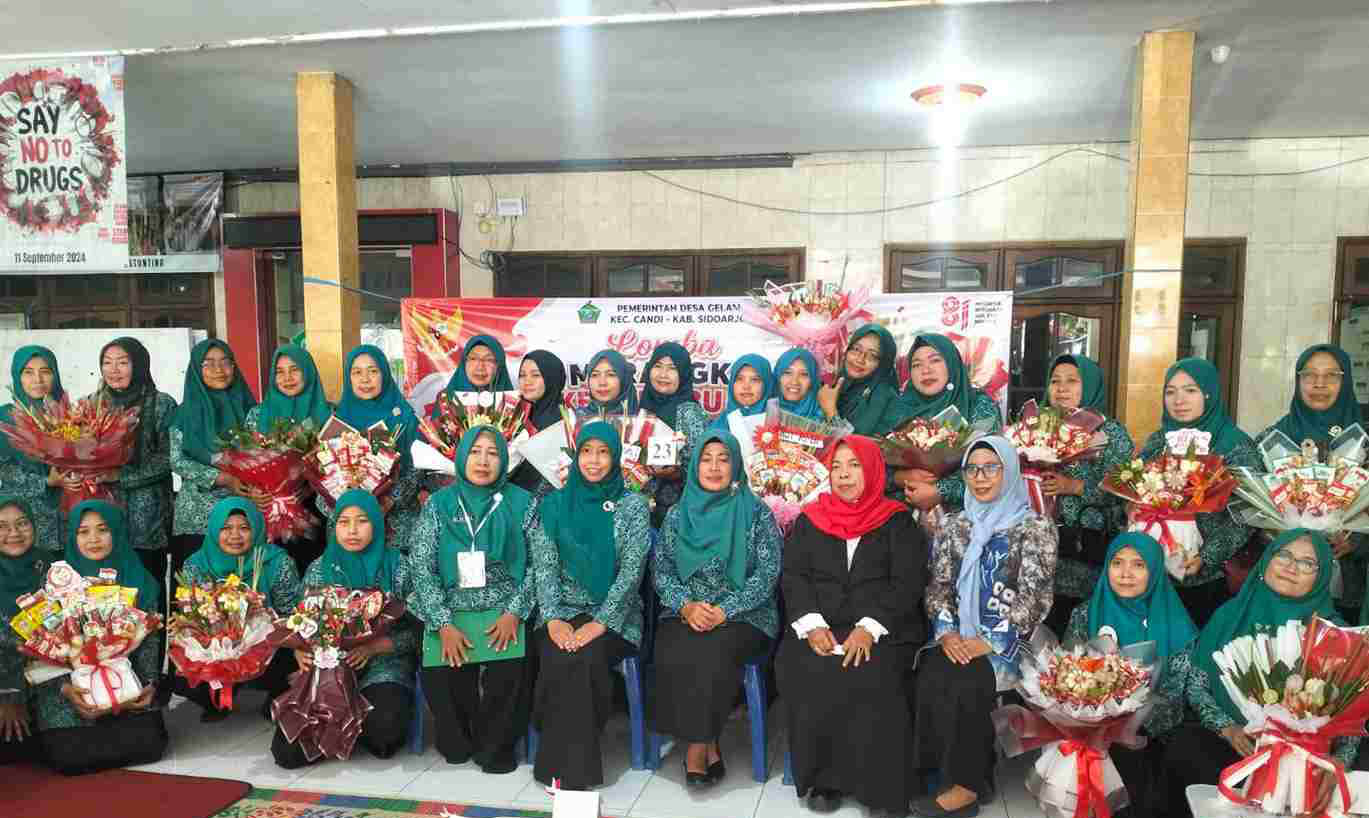 Meriahkan HUT ke-81 RI, Ibu-Ibu PKK Desa Gelam Sidoarjo Sulap Bumbu Dapur Jadi Buket Kreatif